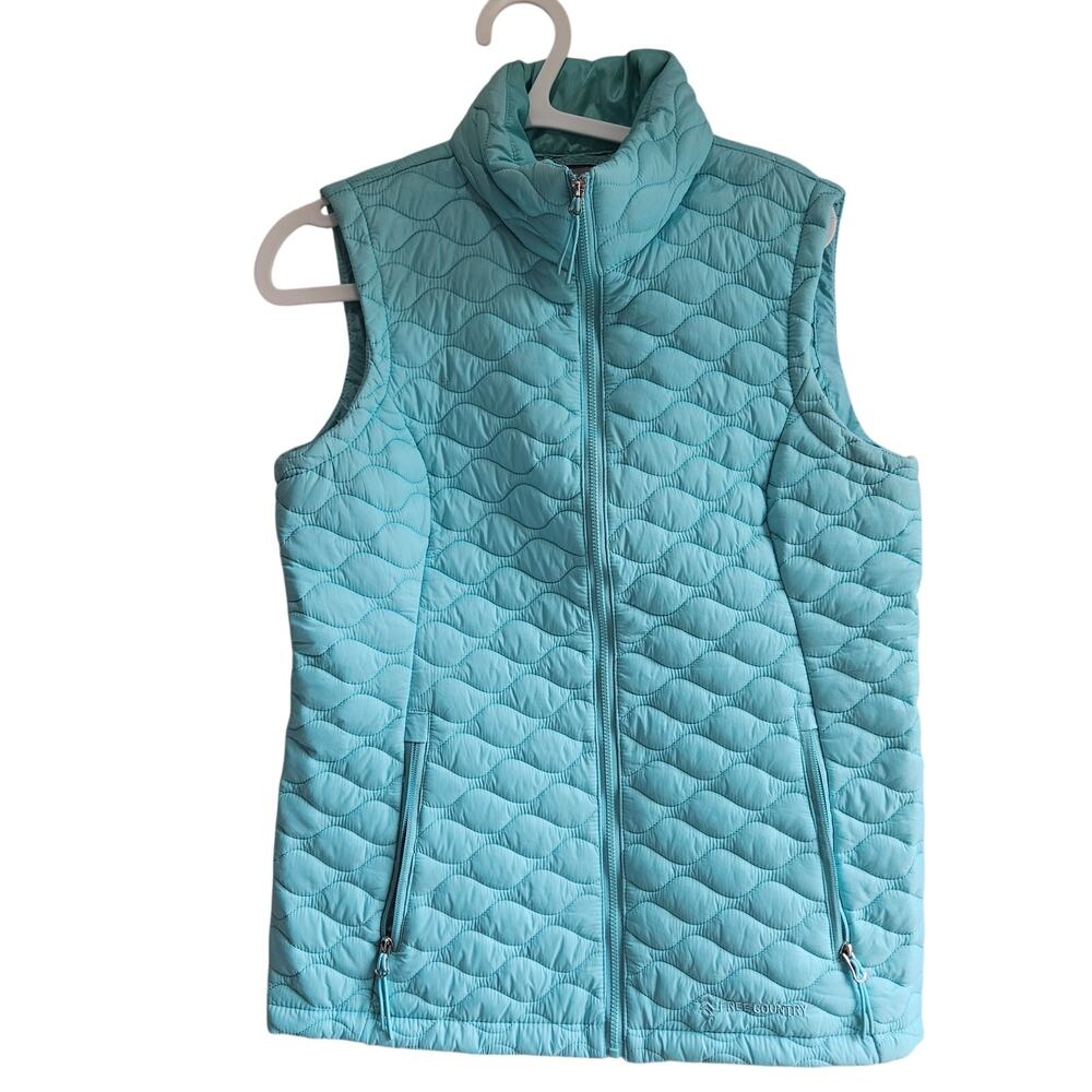 Free Country Turquoise Quilted Puffer Vest Full Zip Women’s Small